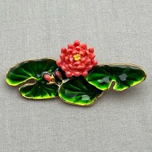 Museum of Fine Arts MFA Enameled Lily Pad Lotus Flower Brooch